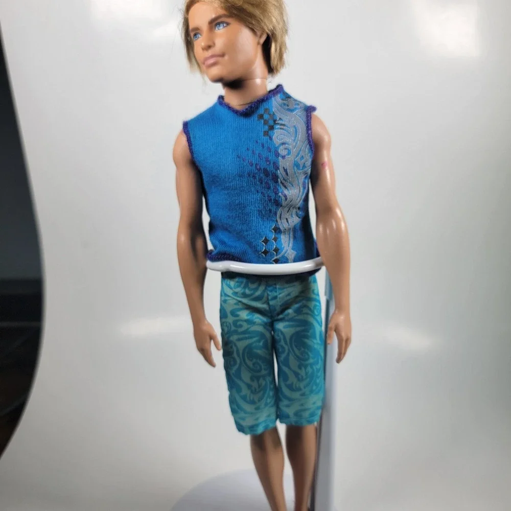 Barbie Ken Doll Rooted Hair 2010 Blue Sleeveless Top & Shorts Fashion Figure Toy
